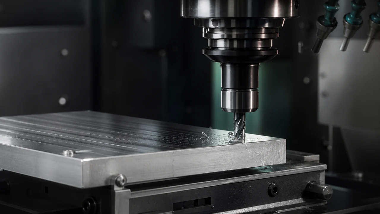 Frezowanie aluminiowego detalu na obrabiarce CNC